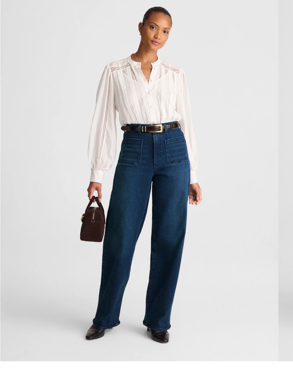 Madewell Emmett High-Rise Wide-Leg Jeans in Deep Blue Wash 25